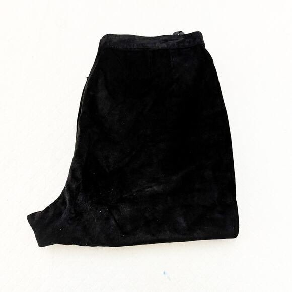 Lord & Taylor Black Suede Leather Flare Leg Pants Size 8 EUC - Picture 1 of 7